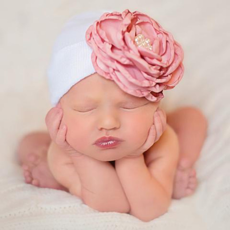 newborn hat with flower