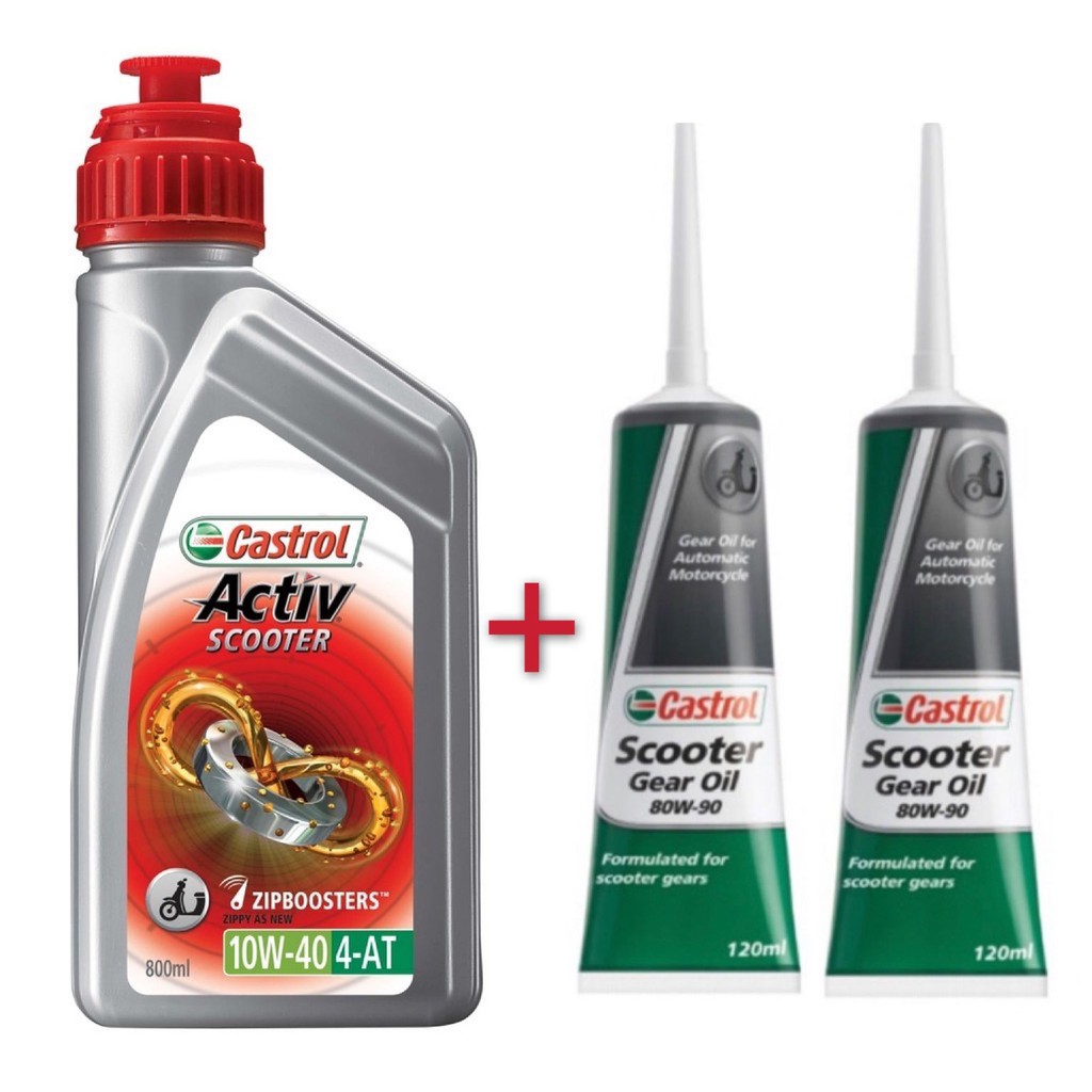 COMBO Castrol Scooter Auto Gear Oil + Scooter Activ 4T Oil SET