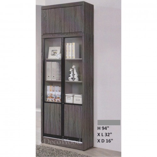 Ready Fixed 2 Half Feet Sliding Glass Door Book Case Book Shelf