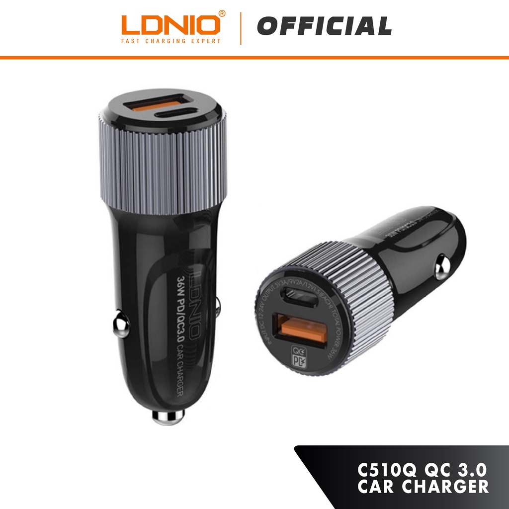 LDNIO C510Q PD + QC3.0 Fast Charge Car Charger