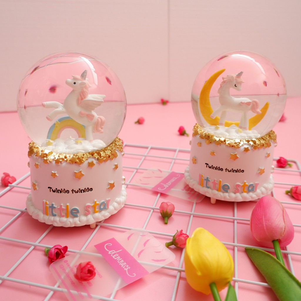 Little Star Unicorn Snow Globe Music. Classic Music Box With A Large ...