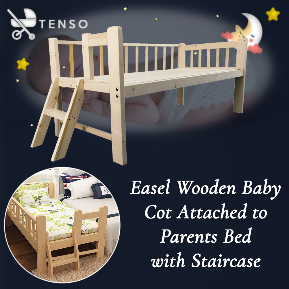 【Attached to Parents Bed】Tenso Easel Wooden HA231 Baby Cot Attached to