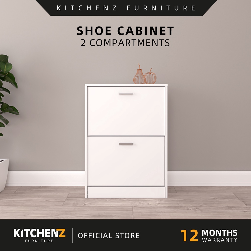 KitchenZ Shoe Cabinet 2 Compartment With Door Kabinet Kasut Shoe Rack ...