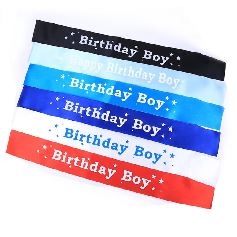 Glitter Satin Birthday boy Sash Happy Birthday Party Accessory Decoration Princess Ribbons Sash