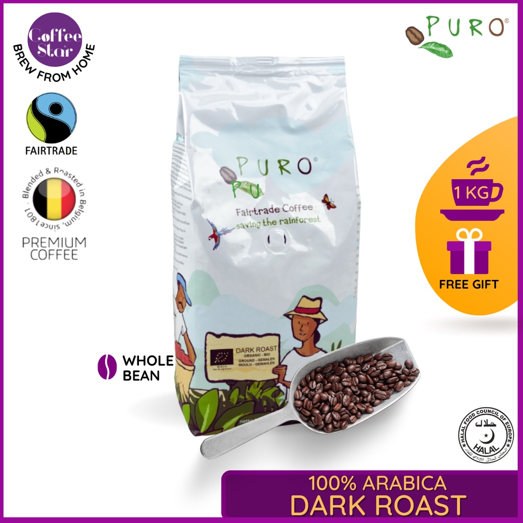 Dark Roast Organic Puro Fairtrade | 1 kg | Free Gift