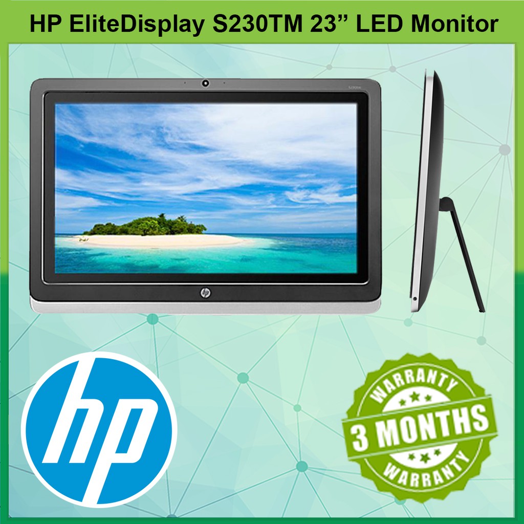HP EliteDisplay S230Tm LED 23' 1920x1080 Monitor Touch Screen DVI DP