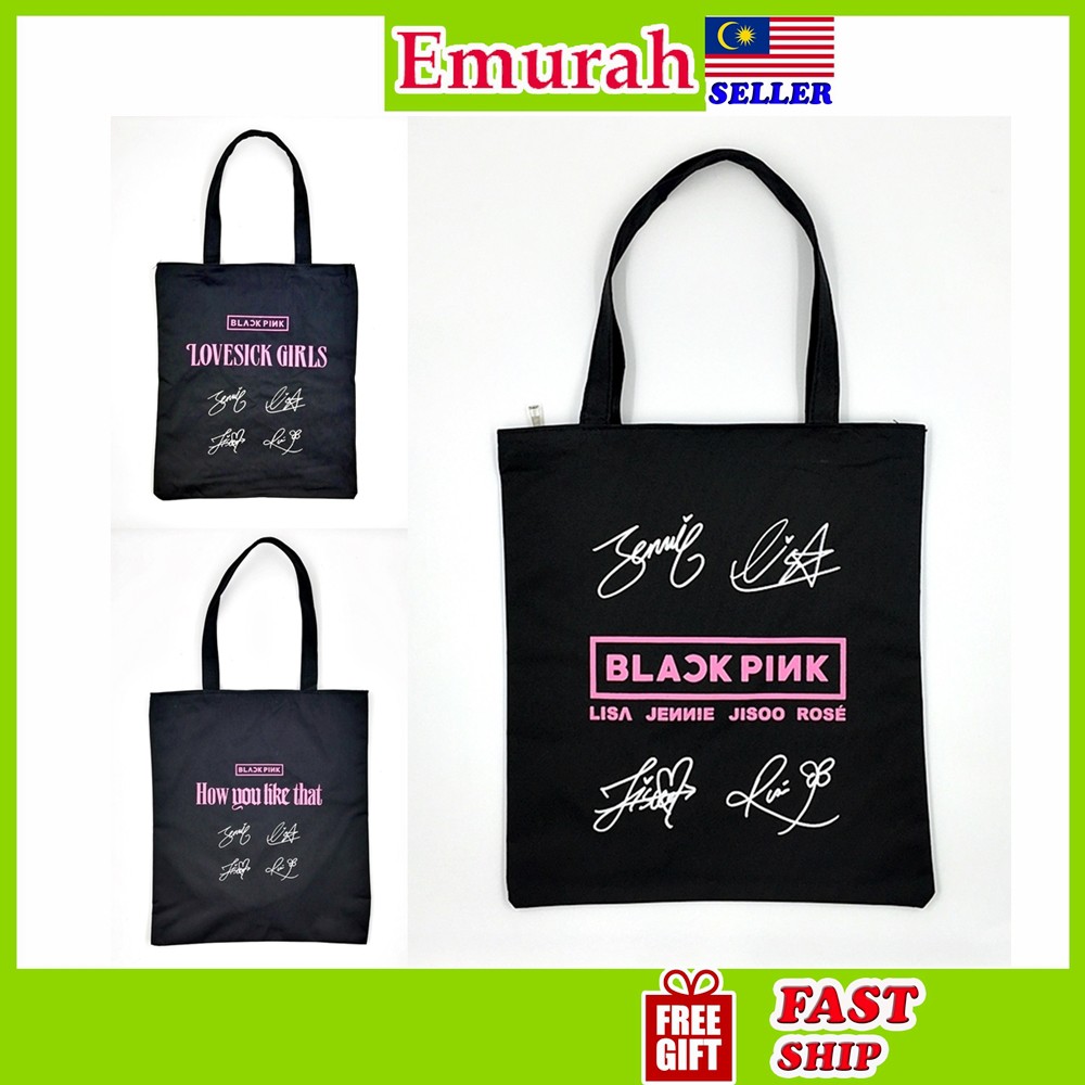 black pink tote bag