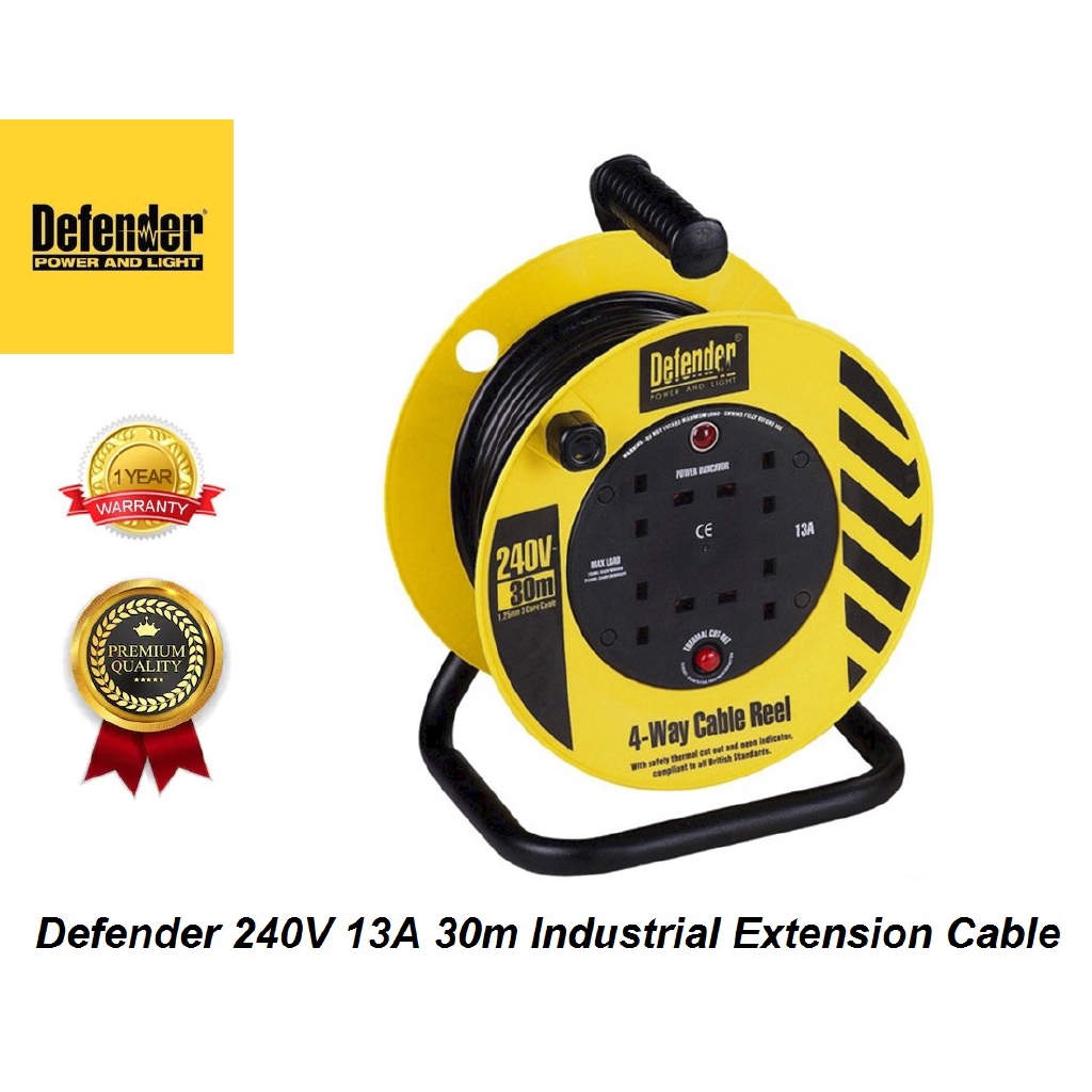 Defender 240V 30m 13A x 4-Socket Light Industrial Cable Reel | Shopee ...