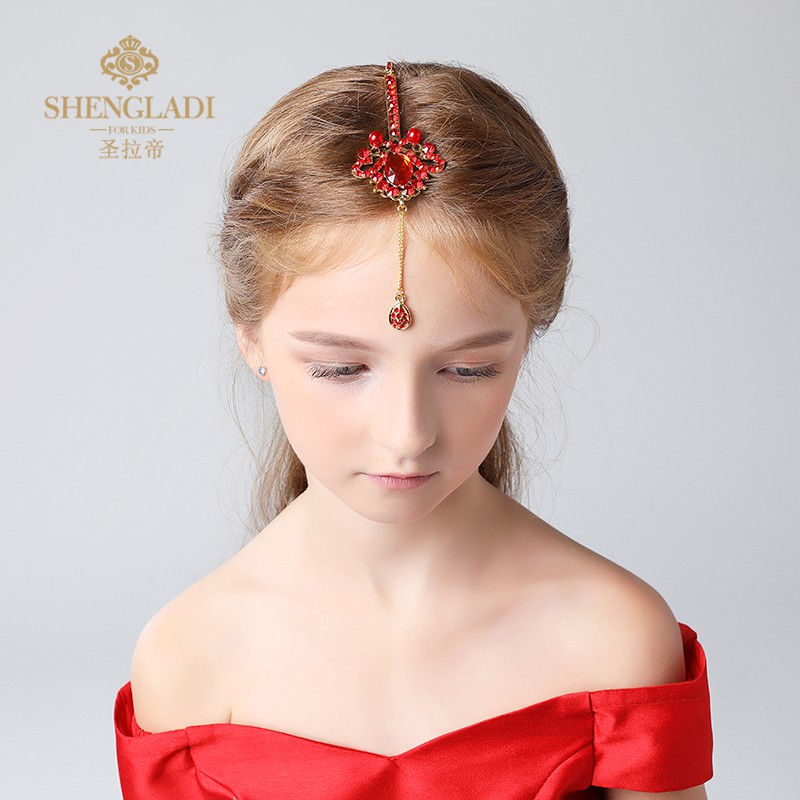 Girl Hairpinchildren S Tiara Girl Princess Hair Decoration Red