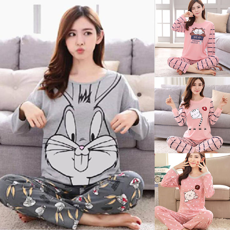 Pajamas Women] Women's Pajamas All-match Fashion QMilch Long Sleeve Long  Pants Pajamas Set Two-Piece Set | Shopee Malaysia