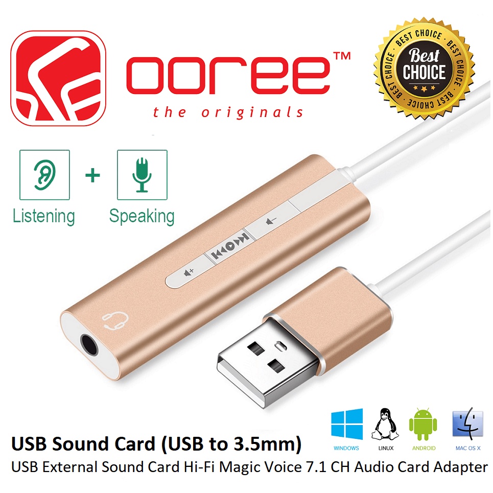 EXTERNAL USB SOUND CARD ADAPTER USB TO 3.5MM JACK HI-FI MAGIC VOICE 7.1 CHANNEL & MICROPHONE SOUND | Shopee Malaysia