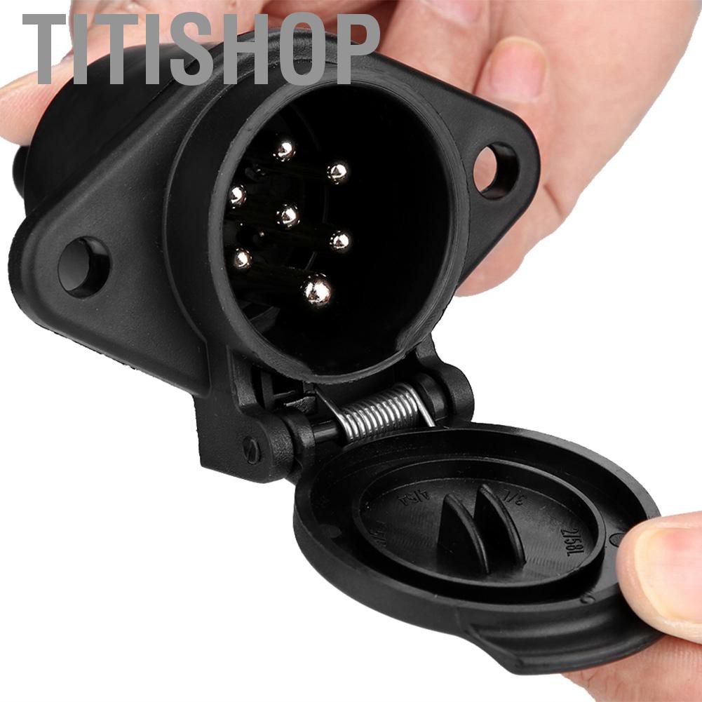Multi Essential Titishop 24V 7 Pin Trailer Plug Socket Connector Adapter Fit Car Semi Truck - Image 5