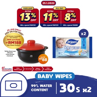 Image of Drypers Fragrance Free Wipes  x 2
