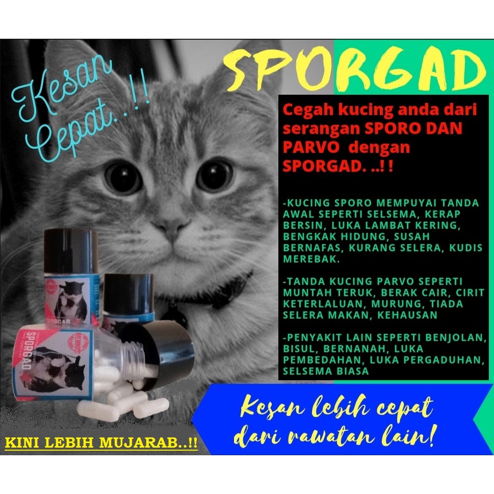 Ubat Kucing Berkudis Lambat Sembuh Sporo dan Parvo SPORGAD 