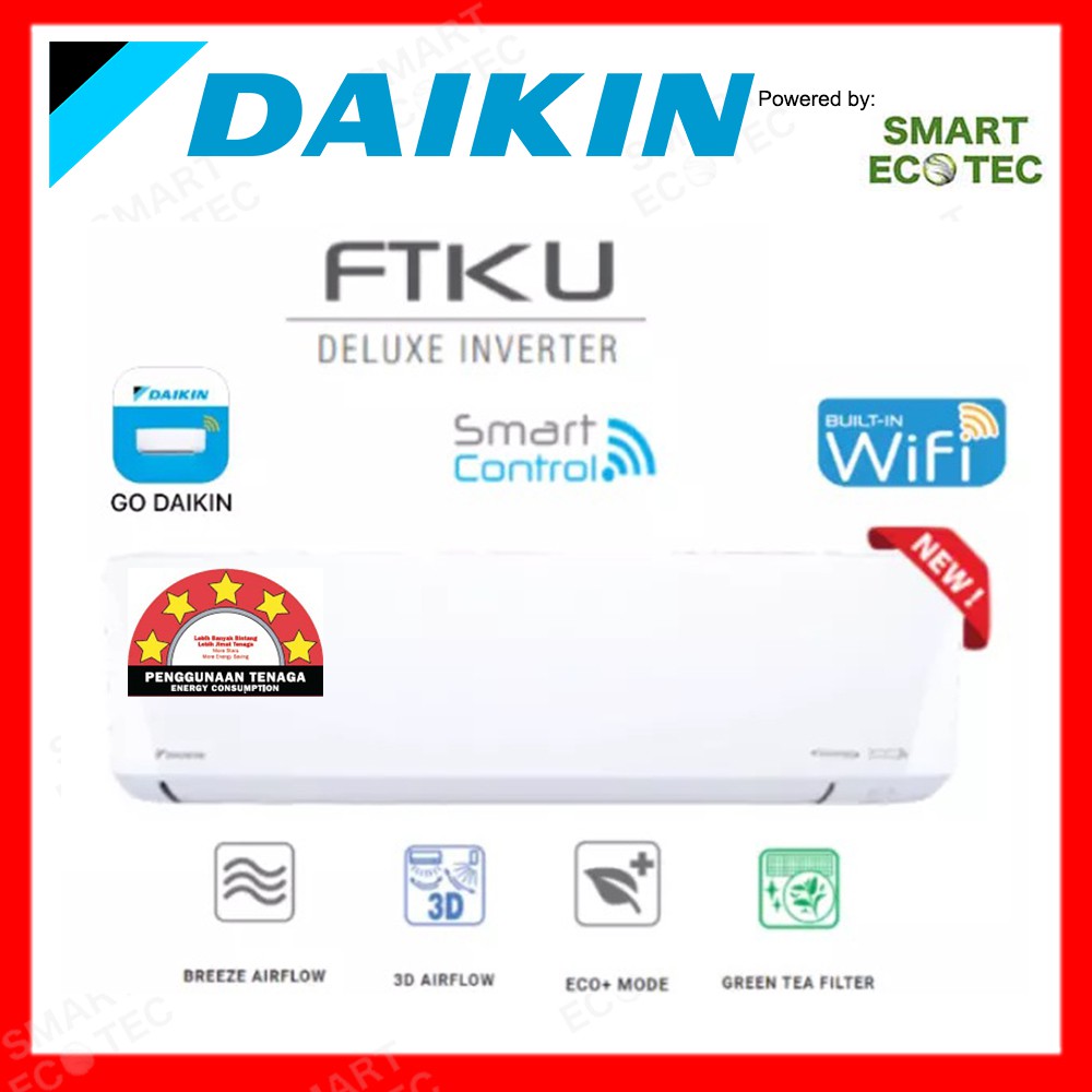 [ Wifi ] Daikin 1hp 1 0hp Ftku Series Deluxe Inverter R32 Gas Air