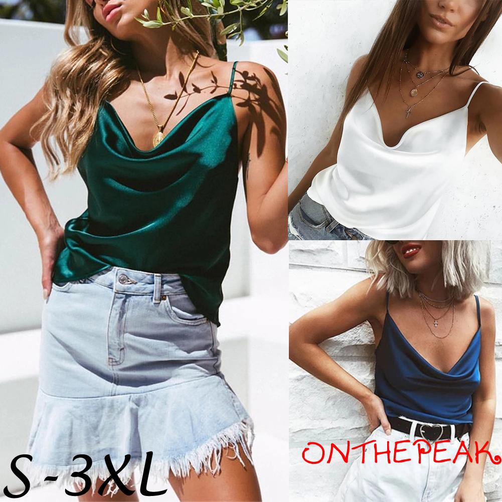 silk satin sleeveless tops