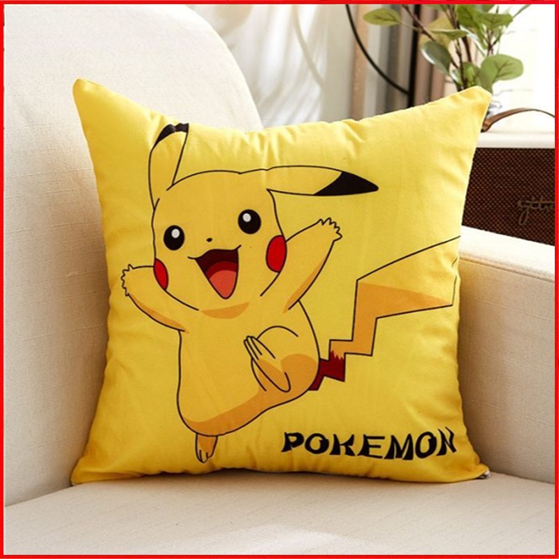 Short velvet cartoon Pikachu 45 pillow case thickened family student lunch break pillow 40 car office waist pillow Metal geometric sofa cushion pillow bed backrest hold female pillowcase lumbar p