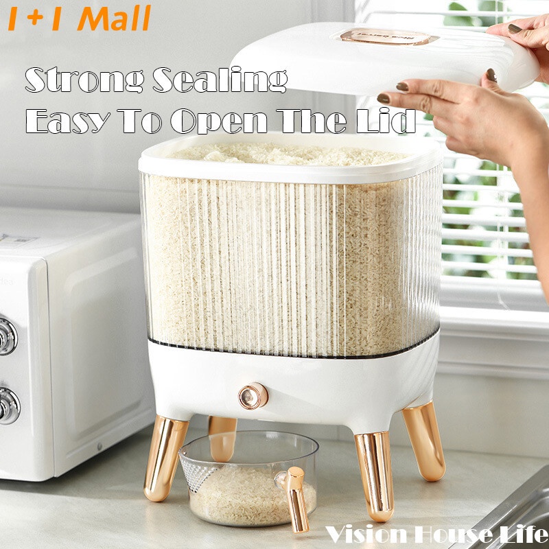 European American Style Rice Storage Bucket Kitchen Flour Sealed Box Household Grain Dispenser