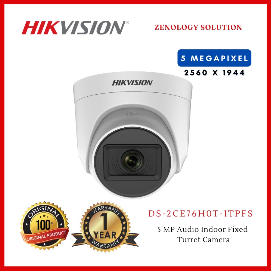 Hikvision DS2CE76H0TITPFS 5 MP Audio Indoor Fixed Turret Camera