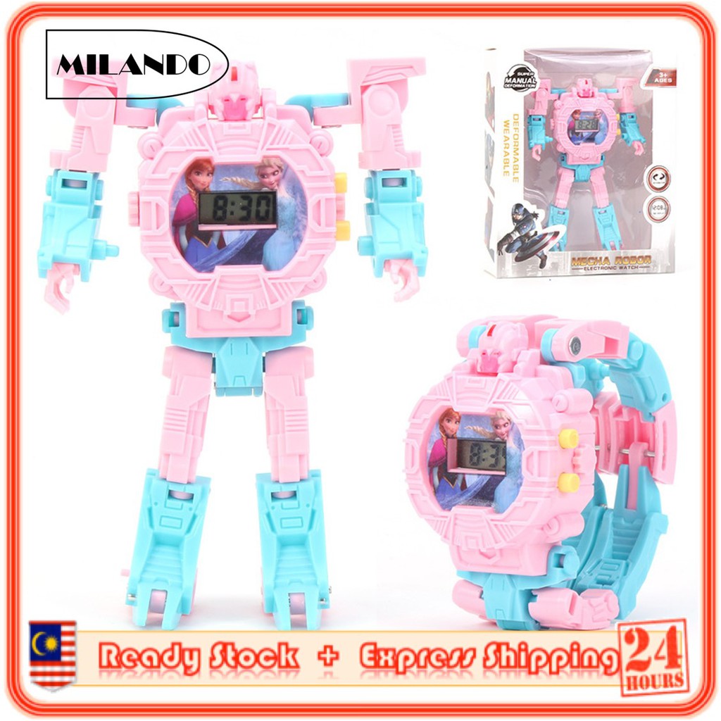 MILANDO Kid Children Transformer Robot Watch Toy for Children Watches Jam Tanggan Budak Kanak-Kanak (Type 8)