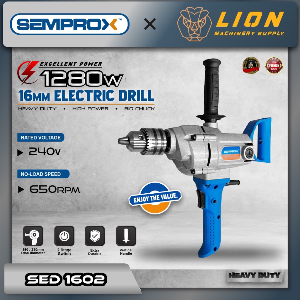 SEMPROX 1280Watt Powerful Electric Mixer Drill SED1602 Heavy Duty 6