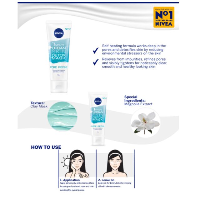 Nivea Urban Skin 1minute Detox Mask Pore Refine Shopee Malaysia