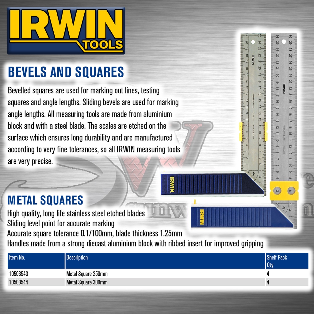 Irwin 10503543 Aluminium Try and Mitre Square 250mm 