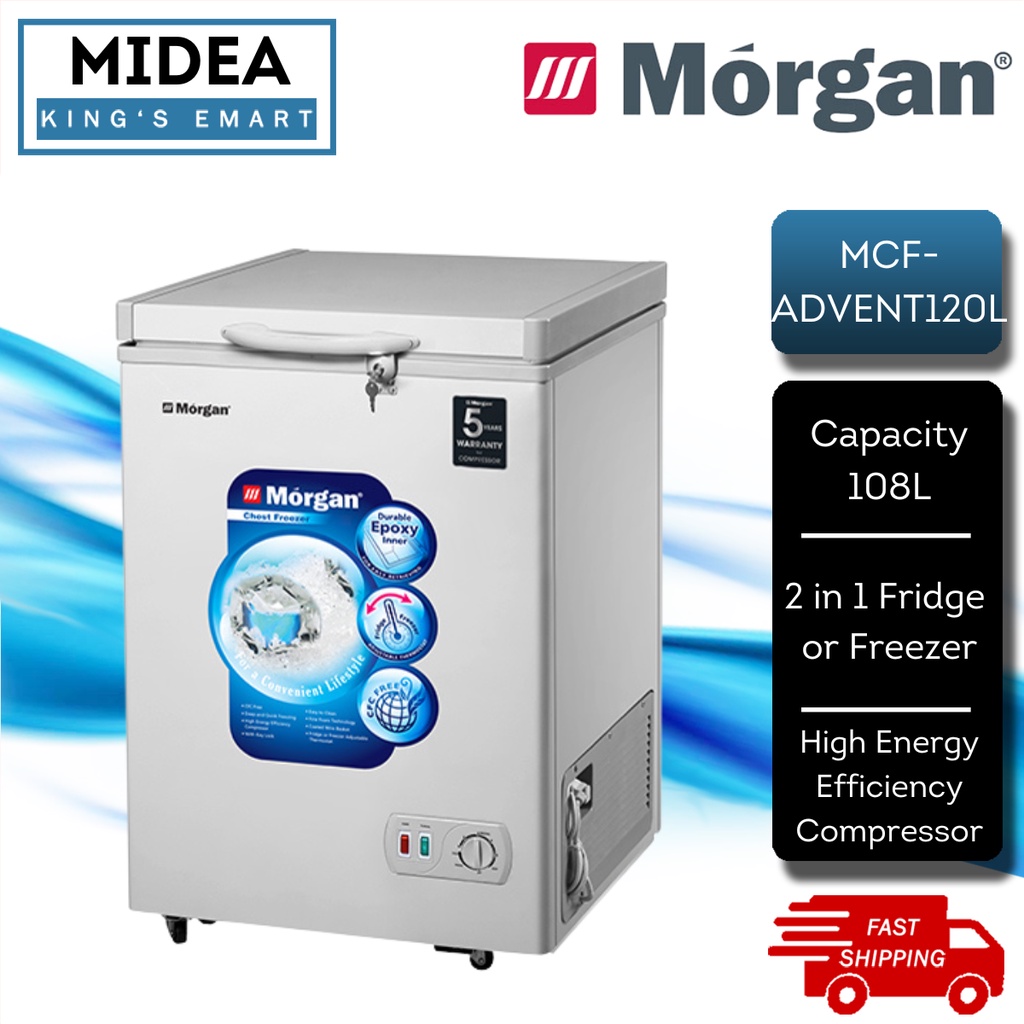 【VOUCHER - RM30】MORGAN 108L / 158L Chest Freezer 2-in-1 Dual Function Freezer Fridge MCF-ADVENT120L MCF-ADVENT170L