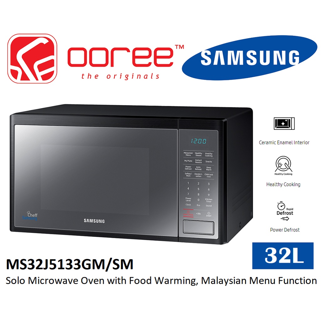 SAMSUNG MS32J5133GM/SM 32L SOLO MICROWAVE OVEN WITH FOOD WARMING