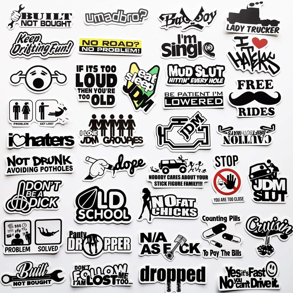 50Pcs Funny JDM Stickers Vinyl Graphics for Cars Bumper Auto Motors