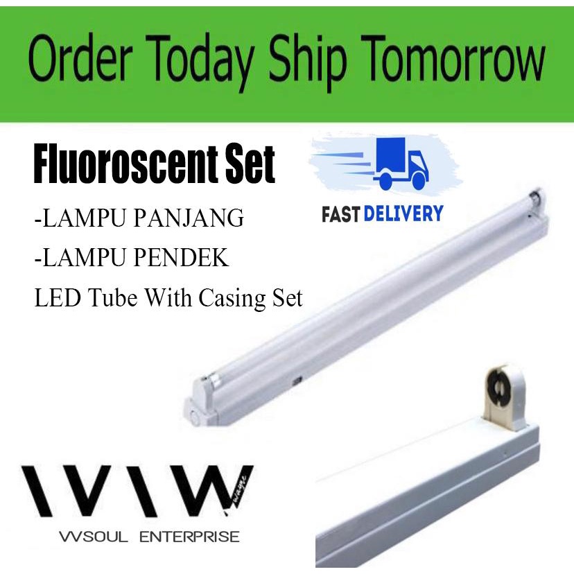 Fluoroscent Lamp Lampu Panjang Pendek Led Tube Daylight Lampu Led Tube With Casing Set Box Shopee Malaysia