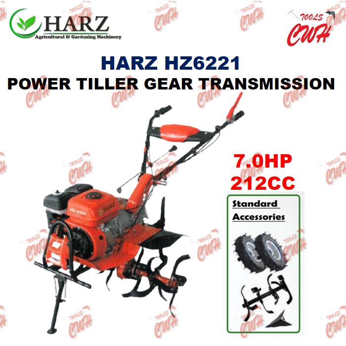 7 0hp 212cc 95kg Hz6221 Power Tiller Gear Transmission Machine Reserve Function Tilling Garden Mesin Gembur Tanah New Pgmall