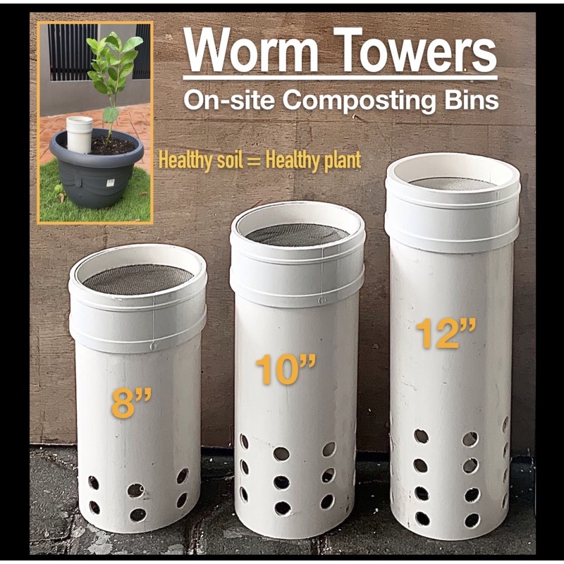Worm Towers Onsite Composting bins for permanently healthy kitchen scraps with or