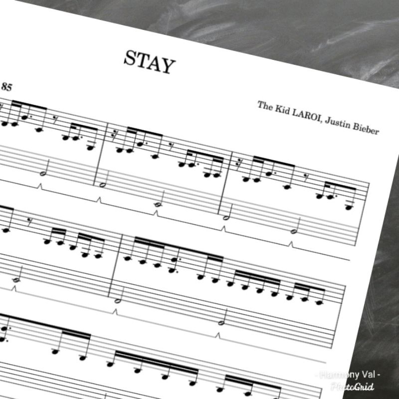 Piano Sheet Music Score STAY (The Kid LAROI & Justin Bieber) | Piano Solo Early Intermediate