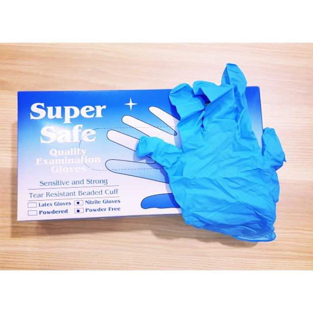 blue latex gloves powder free