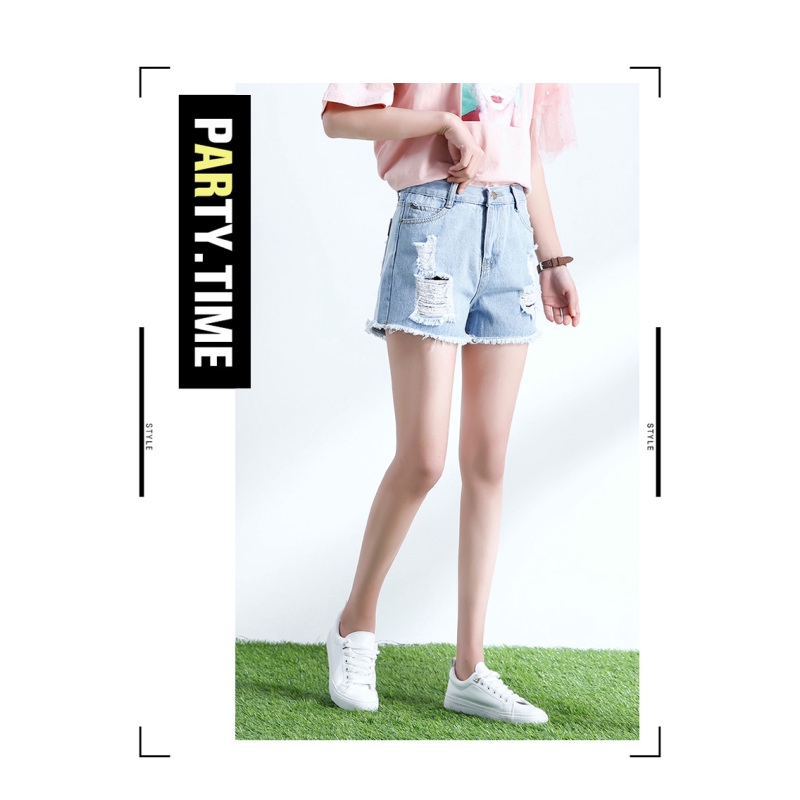 KOIR ONLINE BOUTIQUE worn Korean loose version edge and of denim new shot shorts Real of