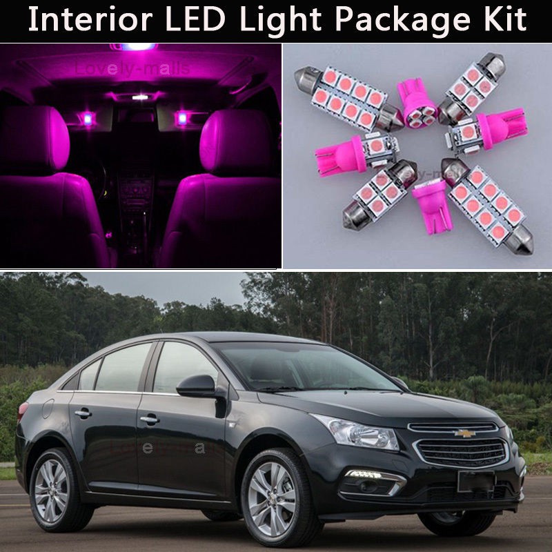 7pcs Pink Led Car Interior Lights Package Kit Fit 2011 2015 Chevrolet Cruze J1