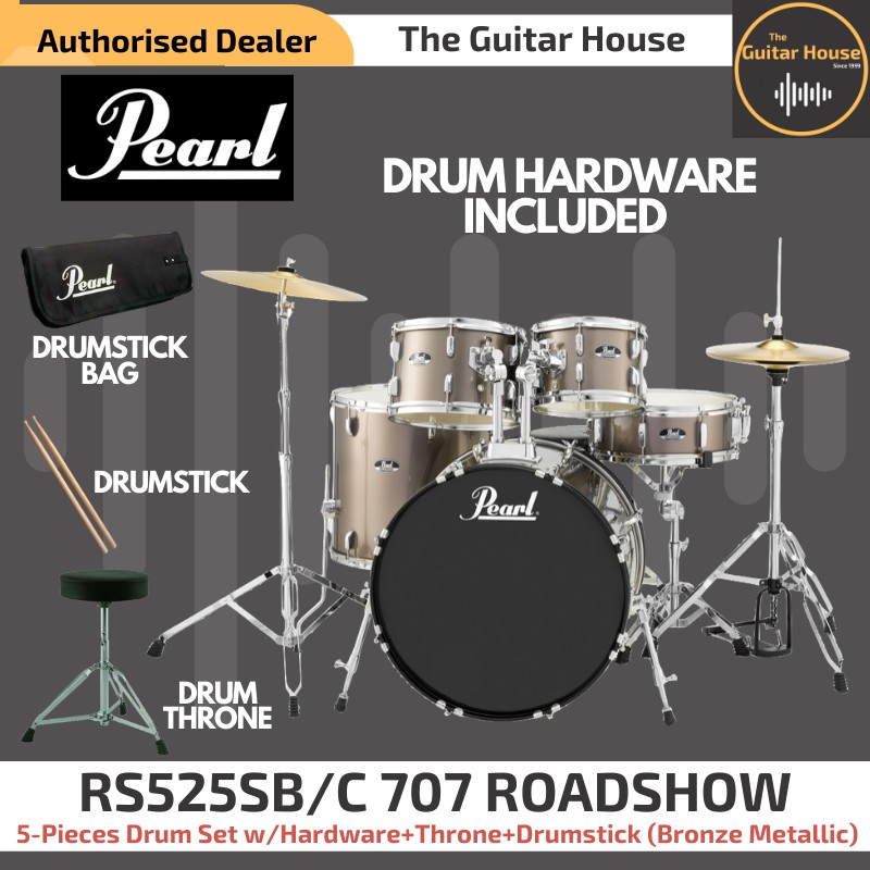 Pearl RS525SB/C707 ROADSHOW 5Pieces Drum Set with Hardware, No Cymbal