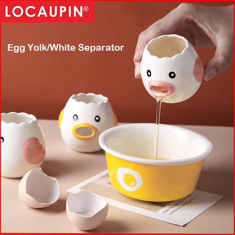 Locaupin Creative Egg Separator Ceramic Egg Yolk White Separator Egg Yolk and Egg White Separator Baking Assistant