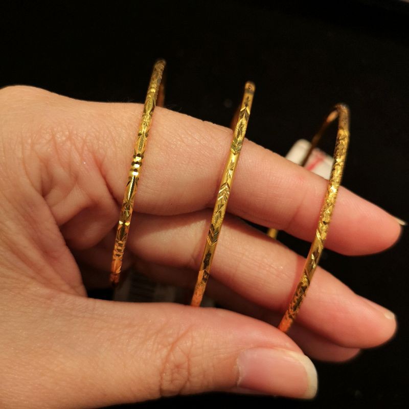 Mindyourjewels Gelang Tangan 2mm Bajet Emas 916 916 Gold 2mm Thin Line Bangle