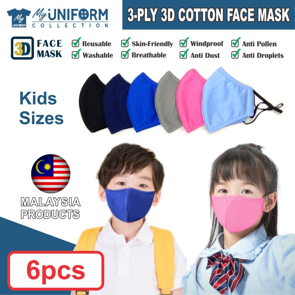 [MALAYSIA] 6pcs Mask / Kids Face Mask / Washable Mask / Washable Face