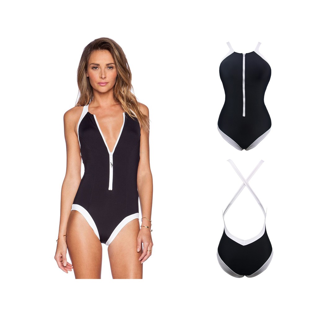 ladies zip front swimsuit