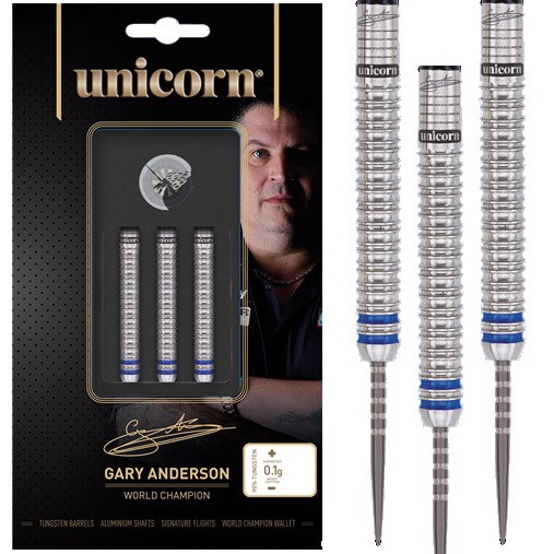 Unicorn Gary Anderson Silver Star 80% Tungsten Steel Tip Darts In 3 Designs 