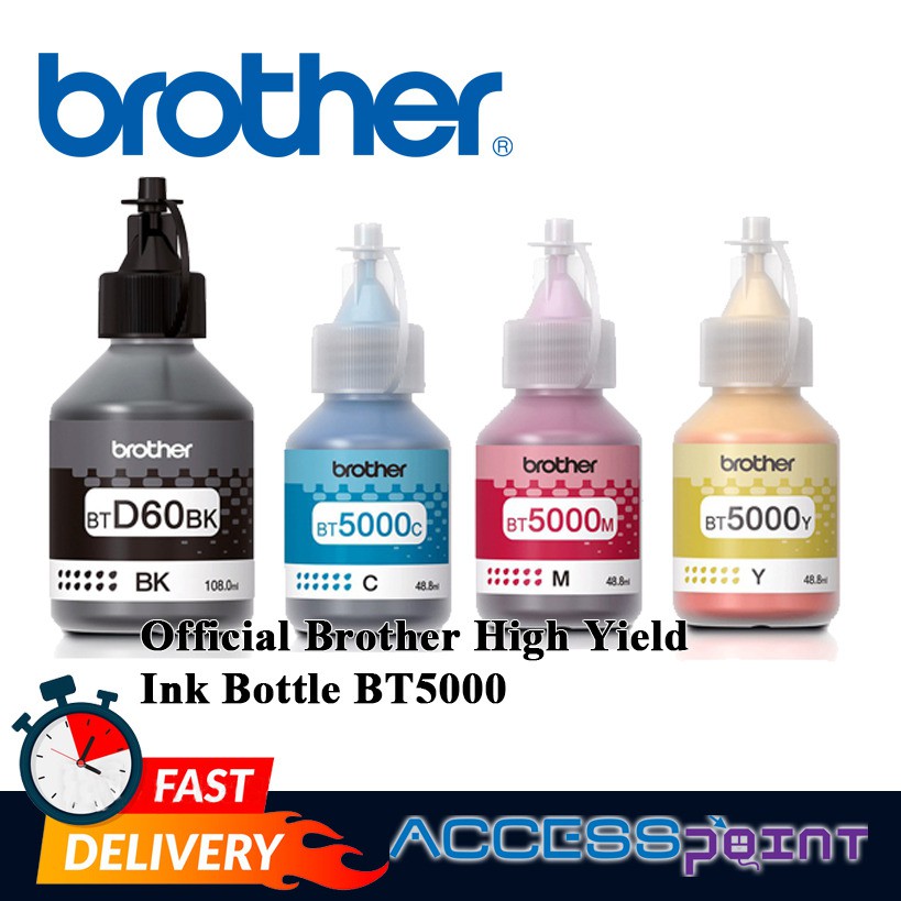 Brother High Yield Ink Bottle Btd60bk Bt5000c Bt5000m Bt5000y Official Original Genuine