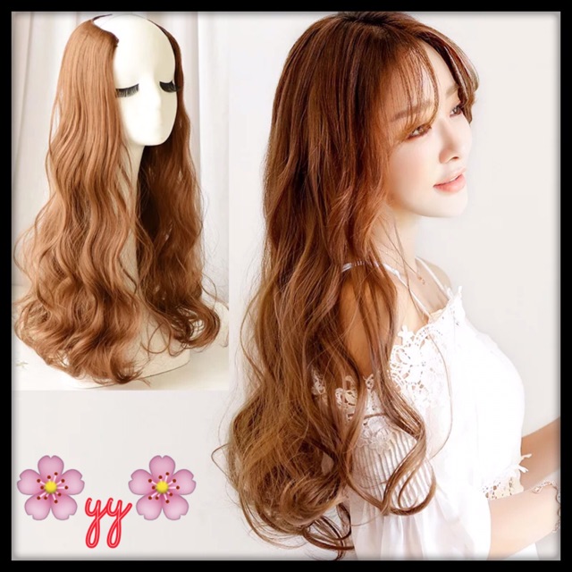 ｙｙ Wig Female Long Curly Hair Big Wave One Piece Long Hair Fluffy Natural Long Straight Hair U Shaped Wig Hair Piece