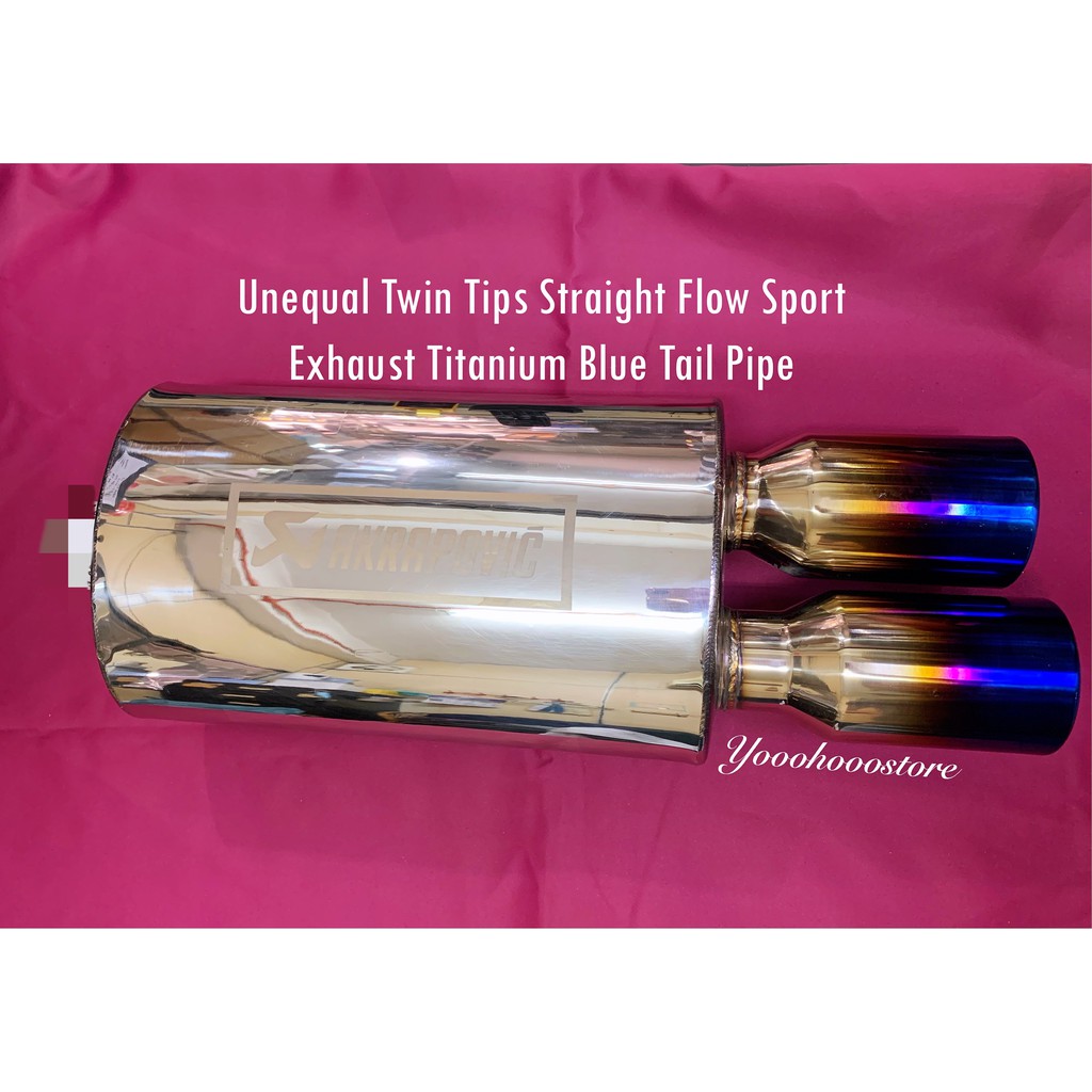 Buy Twin Tips Straight Flow Sport Exhaust Titanium Blue Tail Pipe 