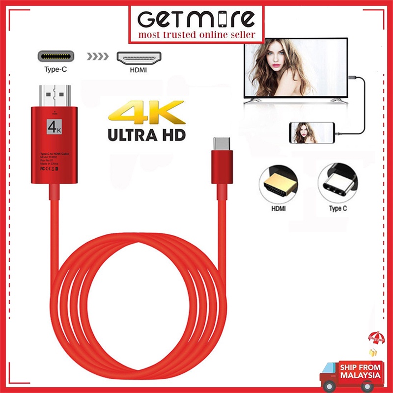 USB Type C To HDMI Cable Adapter 4K HDMI Cable Type C To HDMI Cable