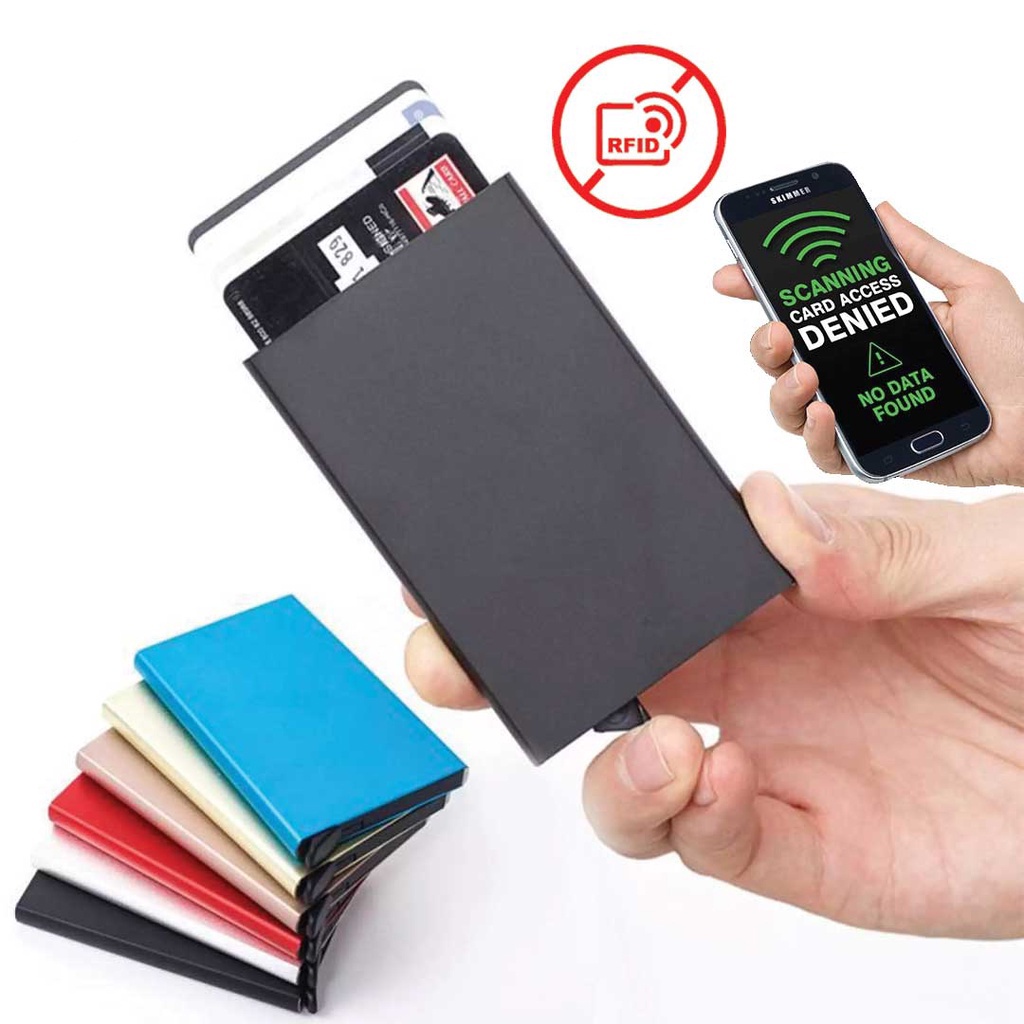 RFID Blocking Anti-theft ID Credit Card Holder Porte Carte Thin Aluminium Metal Wallets Pocket Case Bank Card Box