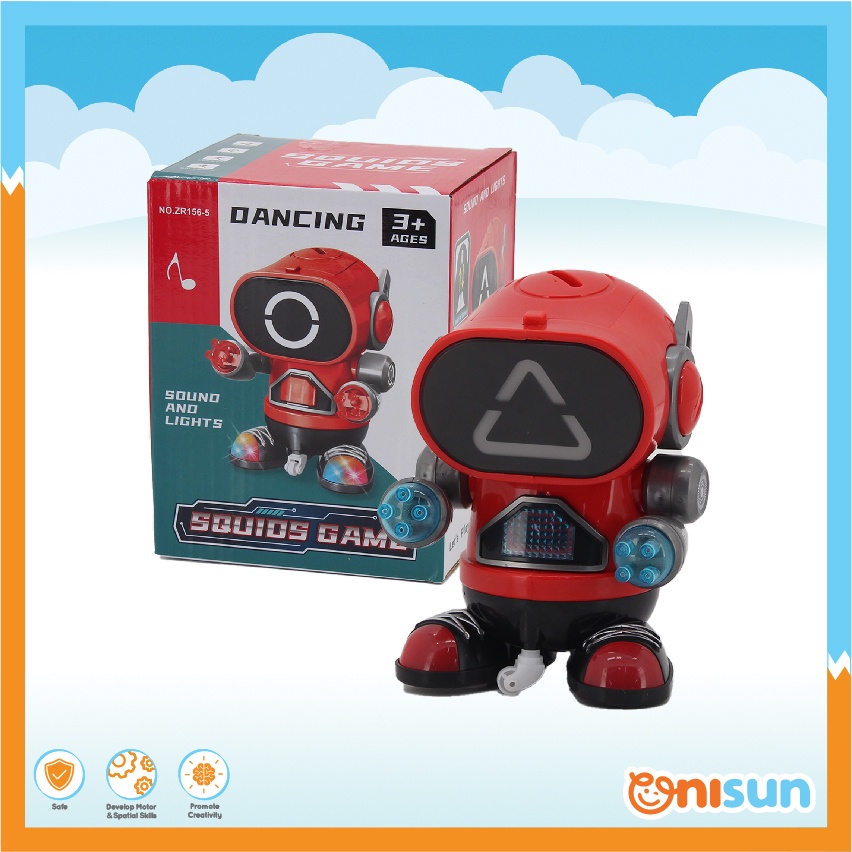 【Ready Stock】Children Dancing Squid Game Robot Action Figure Toy With LED Light and Music (Mainan Kanak Kanak)