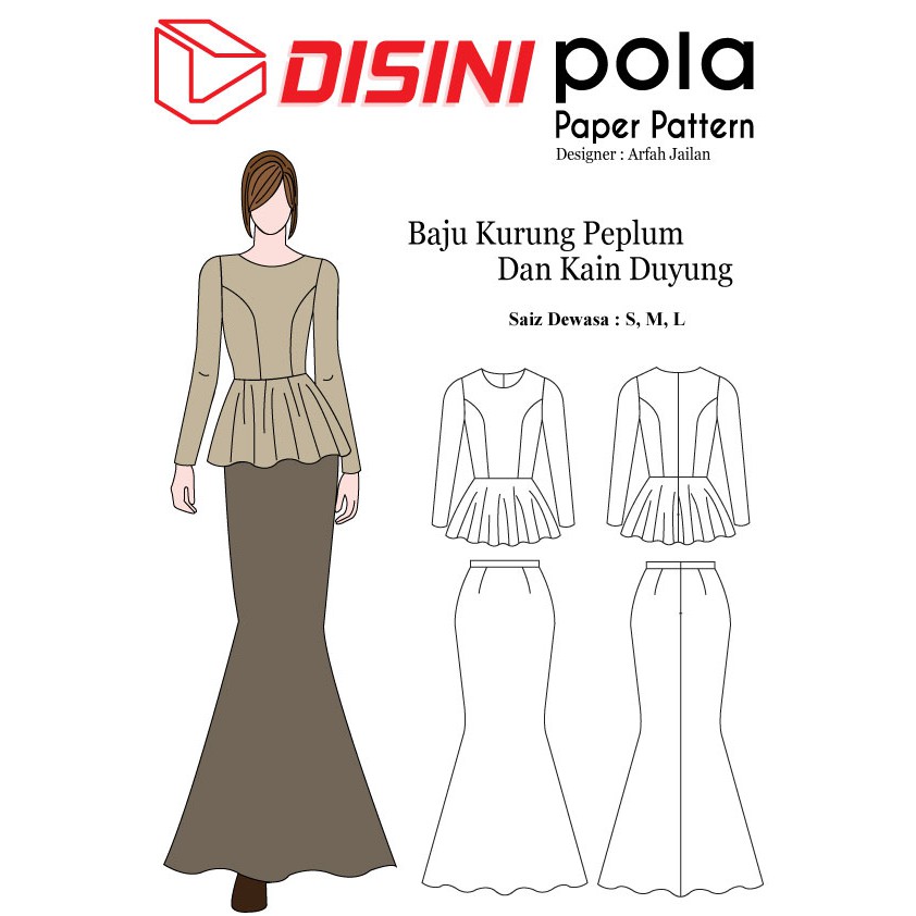 Pola Pakaian Baju  Kurung  Peplum Dan Kain  Duyung  